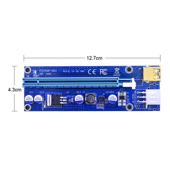 10 Stk VER009S PCI Express-PCIE-PCI-E Riser Card VER009S 6Pin til SATA 1X 16X USB3.0 Adapter LED med SATA strømkabel