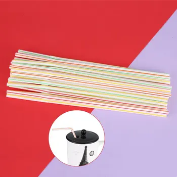 100 Pack Disponibel Sugerør Fleksibel Plast Sugerør Stribet Flere Farvet Rainbow Sugerør Sugerør Bar Tilbehør