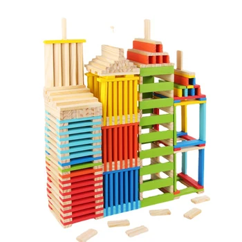 100 Pc ' er byggesten Domino Træ-Legetøj Farverige Bunke af Archimedes Bygge DIY-Legetøj til Børn