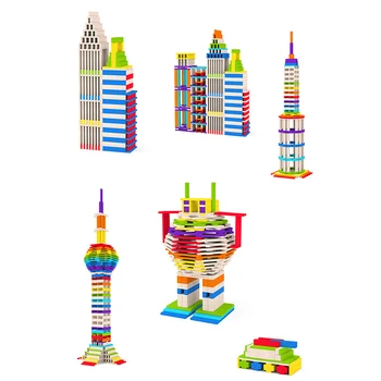 100 Pc ' er byggesten Domino Træ-Legetøj Farverige Bunke af Archimedes Bygge DIY-Legetøj til Børn