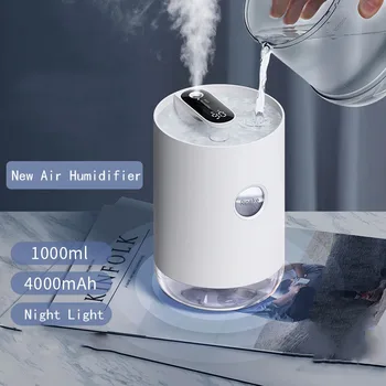 1000ML Luftfugter Batteri Air Diffuser Aroma Olie Diffuser Mini Bærbare Humidificator Genopladelige Tåge Kaffefaciliteter Fogger Til Hjemmet