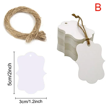 100pcs 5*3cm Emballage, Etiket Brun Kraftpapir /sort/hvid Papir Tags DIY kammusling Label bryllupsgave Udsmykning Tag
