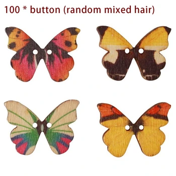 100Pcs Blandede Farver Butterfly Træ-Knapper, Træ Håndværk Tøj Knapper, Dekorative Håndværk Knapper for DIY-Syning
