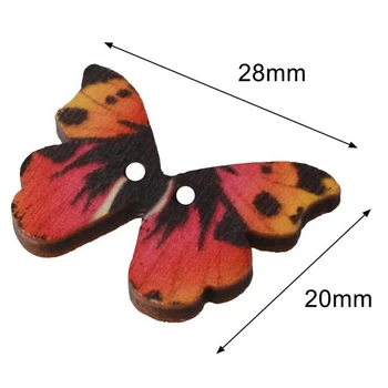 100Pcs Blandede Farver Butterfly Træ-Knapper, Træ Håndværk Tøj Knapper, Dekorative Håndværk Knapper for DIY-Syning