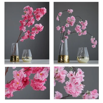 100Pcs cherry blossom træ Kunstige Blomster 120cm Silke Høj simulation Bryllup dekoration hjem Indretning Fabrikken Direkte Salg