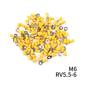 100pcs Gul RV5.5-4/ RV5.5-5/ RV5.5-6/ RV5.5-8 Ring Isoleret Ledning Stik Elektrisk Crimp Terminal Kabel Ledning Stik
