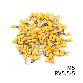 100pcs Gul RV5.5-4/ RV5.5-5/ RV5.5-6/ RV5.5-8 Ring Isoleret Ledning Stik Elektrisk Crimp Terminal Kabel Ledning Stik