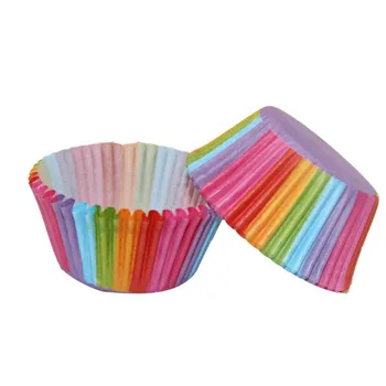 100Pcs Kage Papir Kop Rainbow Muffin Tilfælde Cupcake Formen Oilproof Cupcake Liner Bagning Cup Køkken til Madlavning, Udsmykning Værktøjer