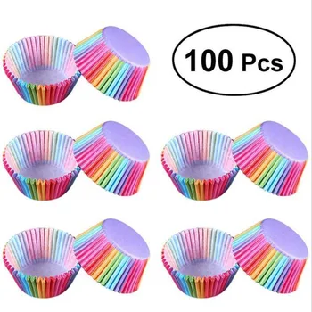 100Pcs Kage Papir Kop Rainbow Muffin Tilfælde Cupcake Formen Oilproof Cupcake Liner Bagning Cup Køkken til Madlavning, Udsmykning Værktøjer