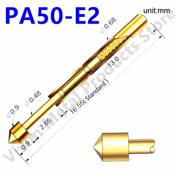 100PCS PA50-E2 Elektroniske Test Foråret Test Probe Længde 16.55 mm Metal-Test Nål Test Tilbehør Forniklet Probe Værktøj