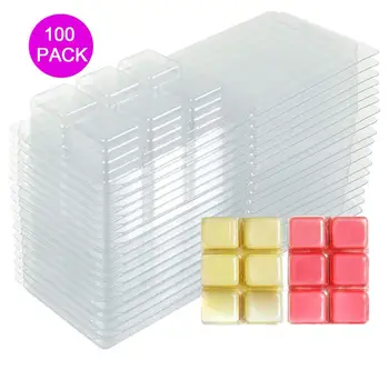 100PCS Plast Lys Skimmel DIY Sæbe Gøre miljøvenlige, Sunde Og Smagløst 6 Hulrum Klart Cube Skuffe Former For Stearinlys