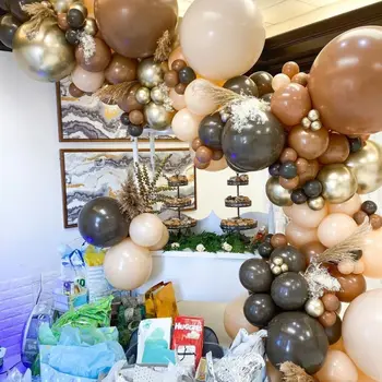 102pcs/sæt Brune Retro Ballon Arch Garland Kit Bryllup, Jubilæum, Fødselsdag Part Indretning Kids Baby Brusebad Latex Ballon Sæt Legetøj