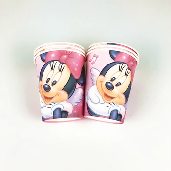 104Pcs Disney Red Minnie Mouse engangsservice Børn Drenge Fødselsdag Dekoration Papir Plade+Kop+Tørklæde+Sugerør Forsyninger
