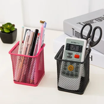10cm Mesh Metal Pen, Blyant, Pensel Pot Holder Storage Container Kontor, Skrivebord Arrangør Kontor Opbevaring blyantsholder