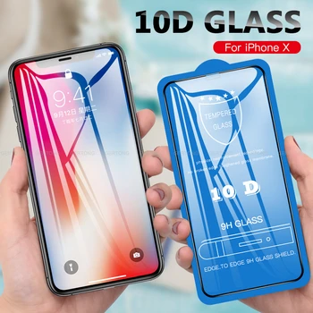 10D Buet Kant Fuld Dækning Beskyttende Glas Til iPhone XR XS MAX X Hærdet Screen Protector til iPhone 7 8 6 6s Plus 6 s Glas