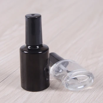 10ML 15 ML Tom Neglelak Flaske Kosmetiske Containere Søm Glas Flasker Med Pensel, Sort Transparent Glas