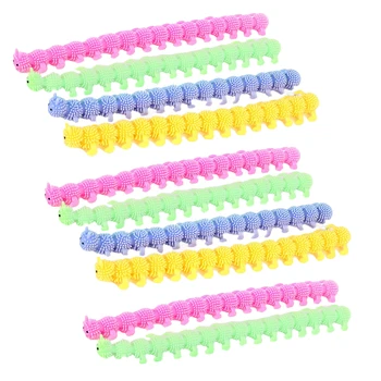 10Pieces Caterpillar Lindrer Stress Toy Stress Relief Toy Dekompression Toy Pres Reduktion Toy Anti Stress Relief Toy