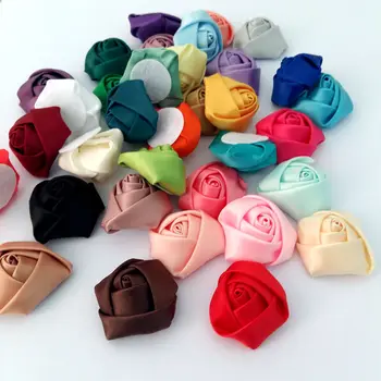 10pieces/masse 40mm Satin Bånd Rose håndlavet blomst for håndværk hår pynt,roset klæder DIY tilbehør Pynt