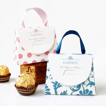 10sets Mini Papir Box Gave Taske Håndtaske Form Chokolade Candy Box Baby Brusebad Gave Indpakning Bryllup Fødselsdag Party Favor Bags