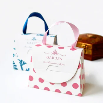 10sets Mini Papir Box Gave Taske Håndtaske Form Chokolade Candy Box Baby Brusebad Gave Indpakning Bryllup Fødselsdag Party Favor Bags