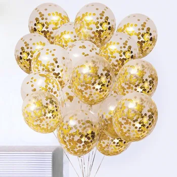 10stk 12 tommer Guld Stjerne Konfetti Latex Balloner Glitter Klare og Gennemsigtige Balloner Bryllup Birthdy fest Dekoration Helium Bolde