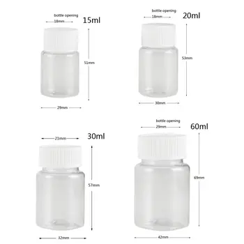 10stk 15 ml-100 ml Klar PET-Plast Tom Tætning Flasker Solid Pulver Medicin Hætteglas Kosmetiske Container Reagens Pakning Flaske