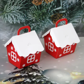 10stk Christmas Candy Box Poser Santa Claus gaveæske DIY Cookie Emballage Pose Glædelig Jul Fest Dekoration Nye År Børn Gave