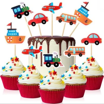 10stk Kage Topper Tegnefilm Bil Transport Kage Frugt Dekorative Cupcake Topper Mad, Henter Børn, Fødselsdag, Bryllup Favoriserer