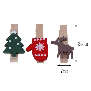 10stk/masse juletræ Elk Goves Træ Klip Mini Træ-Tøj-Fotopapir Pind Pin Tøjklemme Håndværk Klip