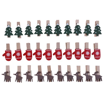 10stk/masse juletræ Elk Goves Træ Klip Mini Træ-Tøj-Fotopapir Pind Pin Tøjklemme Håndværk Klip