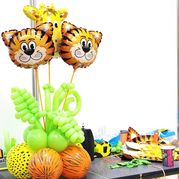 10stk/masse Mini Dyrs Hoved Folie Balloner lion Tiger ko Zebra Safari Part Ballon Jungle Tema fødselsdagsfest Indretning Kids Legetøj