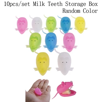 10stk Musen Form Plast Mælk Tænder opbevaringsboks Baby Tænder Boksen Organizer Holder Baby Løvfældende Tand opbevaringsboks Tilfældig Farve