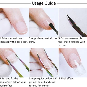 10stk Nail Art Ikke-vævet Silke, Glasfiber UV Gel Tips Forlængelse Fiber Glas Form DIY Manicure accessoire