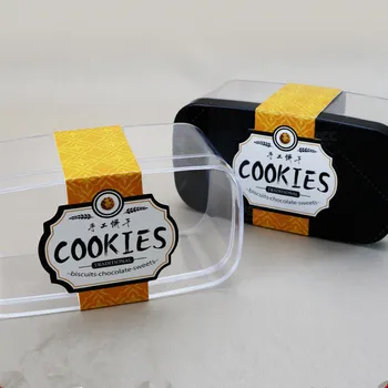 10stk Net red bage kiks chokolade gave plast kasser gennemsigtige firkantede cookies dessert kage kasse med papir ærmer