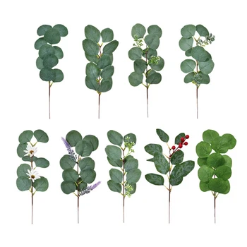 10stk Plast Eucalyptus Blade Falske Planter Blomst Materiale Til Bryllup Blomst Væg Hjem Dekoration Grønne Planters Blade Indretning