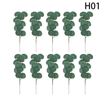 10stk Plast Eucalyptus Blade Falske Planter Blomst Materiale Til Bryllup Blomst Væg Hjem Dekoration Grønne Planters Blade Indretning