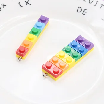 10stk Rainbow byggesten Legetøj Mursten Harpiks Charms Vedhæng til Øreringe Nøglering Udsmykning DIY Fashion Smykker Tilbehør