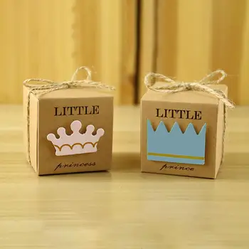 10stk Slik gaveæske til barnedåb i Europæisk Stil, Prinsesse, Prins Papir Box til Bryllup Nyfødte Parter gaveæske Dekorationer