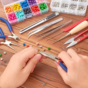 10stk Smykker værktøjskasse Diy Værktøjer Sæt Udstyr til Smykker at Gøre med Reparation Lag Scissor Perlebesat Pincet og Pins