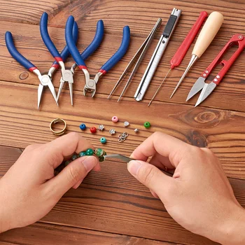 10stk Smykker værktøjskasse Diy Værktøjer Sæt Udstyr til Smykker at Gøre med Reparation Lag Scissor Perlebesat Pincet og Pins