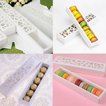 10stk/sæt kiks kassen hvide hule kage macarons box beholder kage opbevaringsboks bryllup forsyninger