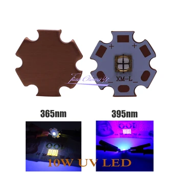 10W 365nm 395nm XML T6 5050 4 Chip UV-LED-lys Lilla med 20mm Kobber plade PCB For UV-hærdning Medicinsk behandling og sundhed