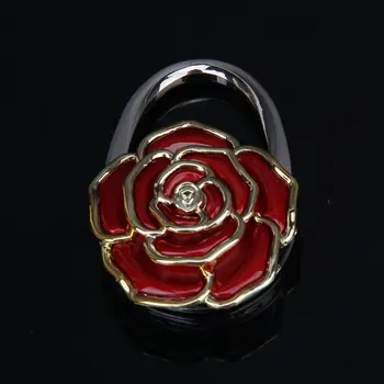 10x Ny Hæklet Støtte de Sac a Main Smidig Holdbar en Forme de Fleur de Rose - Rouge