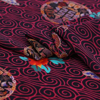 114cm bred Kinesisk silke stof meter digital udskrivning crepe de chine silke stof Kinesisk stil kjole stof engros silke klud