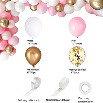118pcs Macaron Pink Ballon Indstille Forslag Fødselsdag Dekoration Firma Event Layout