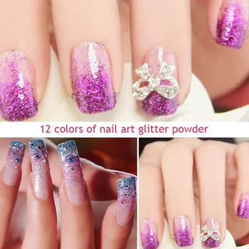 12 farve sæt Nail glitter pulver magic color pailletter nail powder dekoration forsyninger gradient farve gel laser paillet neglelak