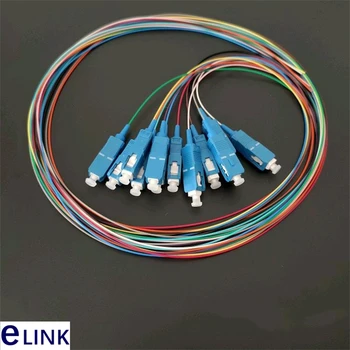 12 farvet SC pigtail 1 M 1,2 M 1,5 mtr SM 9/125um 0.9 mm optisk fiber kabel-ftth En klasse ferrule top kvalitet fabrik levering ELINK