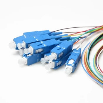 12 farvet SC pigtail 1 M 1,2 M 1,5 mtr SM 9/125um 0.9 mm optisk fiber kabel-ftth En klasse ferrule top kvalitet fabrik levering ELINK