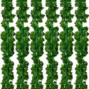 12 Pack Kunstig Plante Vinstokke Silke Drue Blade Garland Faux Simulering Blomst Rattan Hjem Bryllup dekoration