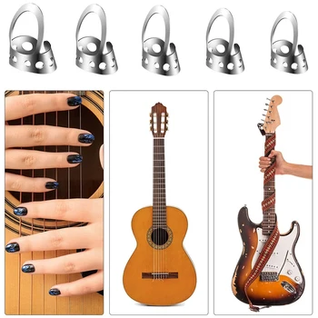 12 Stk Guitar Finger Picks, Justerbar Metal Finger Tommelfinger Plektre til Guitar, Banjo, Store og Mellemstore Størrelser